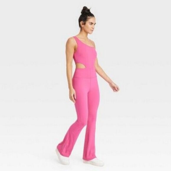 JoyLab Pants - Women's Asymmetrical Flare Bodysuit - JoyLab Pink S